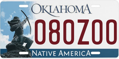 OK license plate 080ZOO