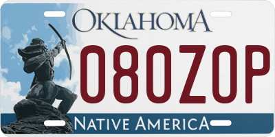 OK license plate 080ZOP