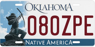 OK license plate 080ZPE