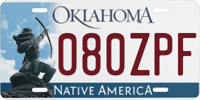 OK license plate 080ZPF