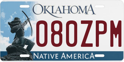 OK license plate 080ZPM