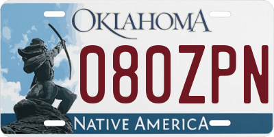 OK license plate 080ZPN