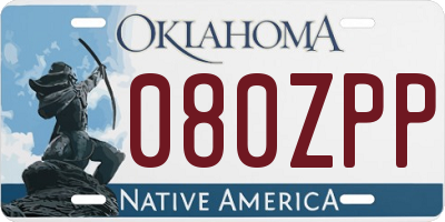 OK license plate 080ZPP