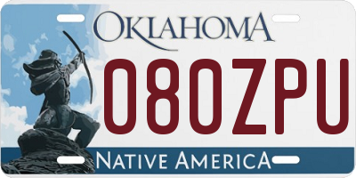 OK license plate 080ZPU