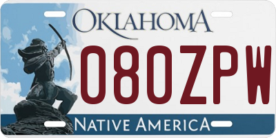 OK license plate 080ZPW