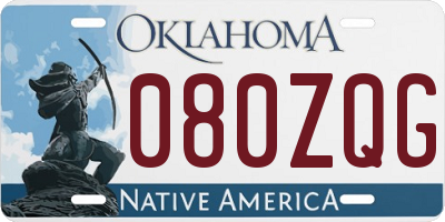OK license plate 080ZQG