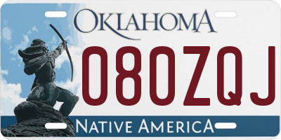 OK license plate 080ZQJ