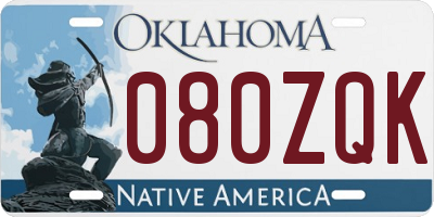 OK license plate 080ZQK
