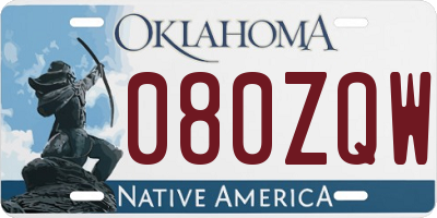 OK license plate 080ZQW
