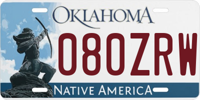 OK license plate 080ZRW