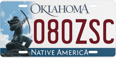 OK license plate 080ZSC