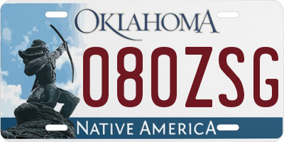 OK license plate 080ZSG