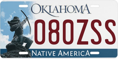 OK license plate 080ZSS