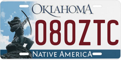 OK license plate 080ZTC