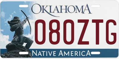 OK license plate 080ZTG