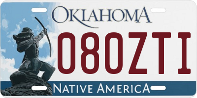 OK license plate 080ZTI