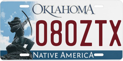 OK license plate 080ZTX
