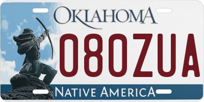 OK license plate 080ZUA