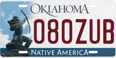 OK license plate 080ZUB
