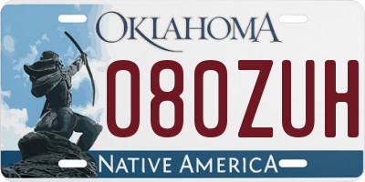 OK license plate 080ZUH