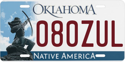 OK license plate 080ZUL