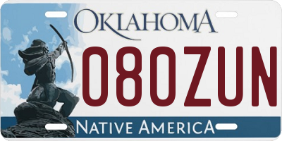OK license plate 080ZUN