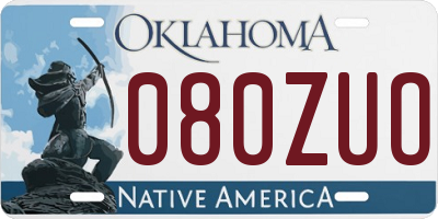 OK license plate 080ZUO