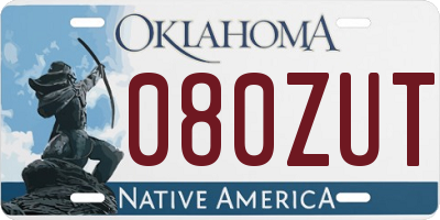 OK license plate 080ZUT