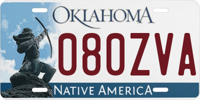 OK license plate 080ZVA