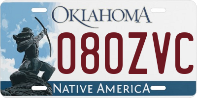 OK license plate 080ZVC