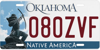 OK license plate 080ZVF