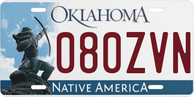 OK license plate 080ZVN