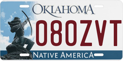 OK license plate 080ZVT