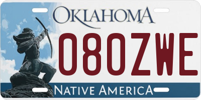OK license plate 080ZWE