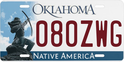 OK license plate 080ZWG