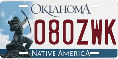 OK license plate 080ZWK