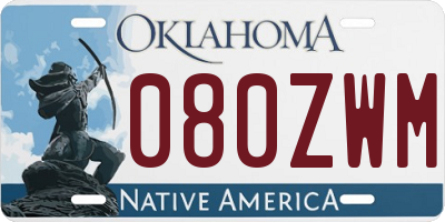 OK license plate 080ZWM