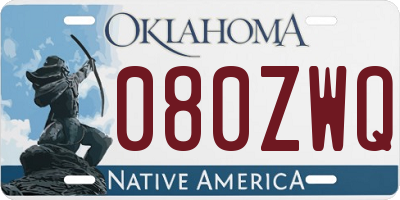 OK license plate 080ZWQ