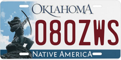 OK license plate 080ZWS