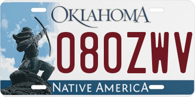 OK license plate 080ZWV