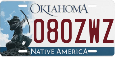 OK license plate 080ZWZ