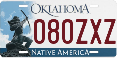 OK license plate 080ZXZ