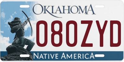 OK license plate 080ZYD