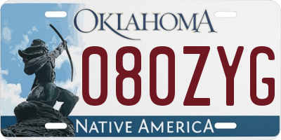 OK license plate 080ZYG