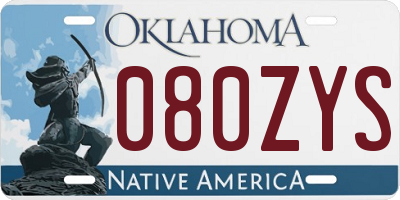 OK license plate 080ZYS