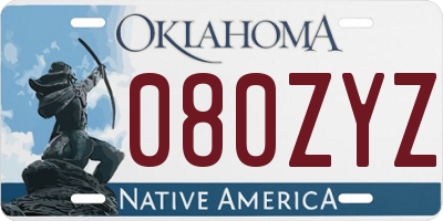 OK license plate 080ZYZ