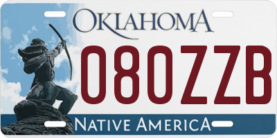 OK license plate 080ZZB