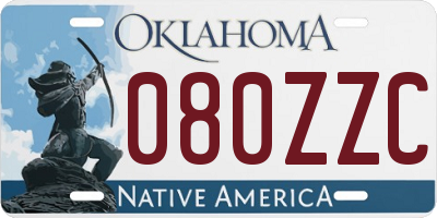 OK license plate 080ZZC