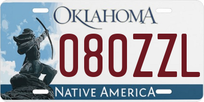 OK license plate 080ZZL