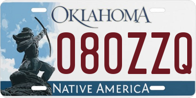 OK license plate 080ZZQ